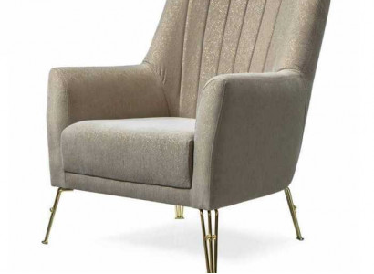 Design Sitzer Luxus Beige Sessel Relax Holz mit Edelstahl Sessel neu